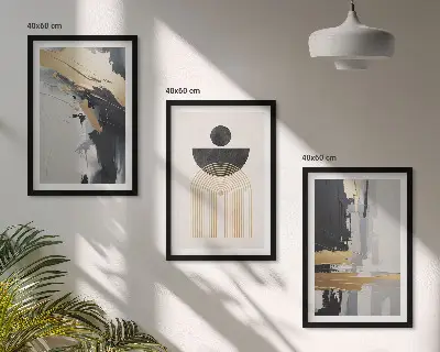 Set di 3 quadri con design di eleganza geometrica astratta