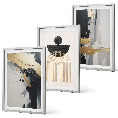 Set di 3 quadri con design di eleganza geometrica astratta