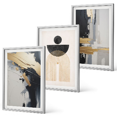 Set di 3 quadri eleganza geometrica astratta