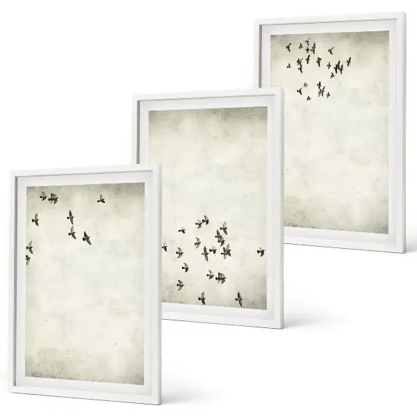 Composizione di quadri dipinto minimalista con uccello