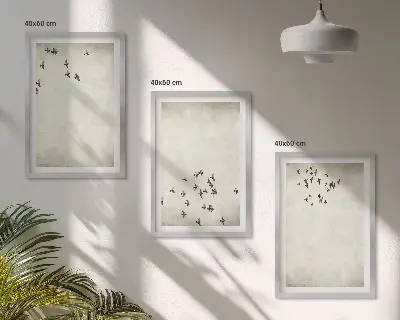 Composizione di quadri dipinto minimalista con uccello