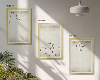 Composizione di quadri dipinto minimalista con uccello