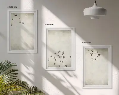 Composizione di quadri dipinto minimalista con uccello