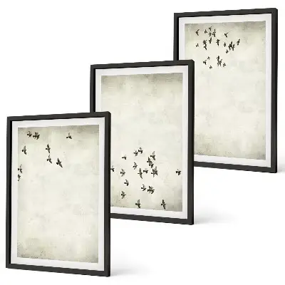 Composizione di quadri dipinto minimalista con uccello