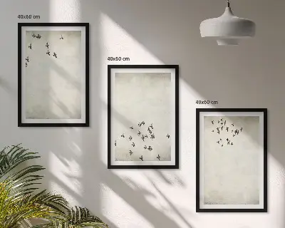 Composizione di quadri dipinto minimalista con uccello