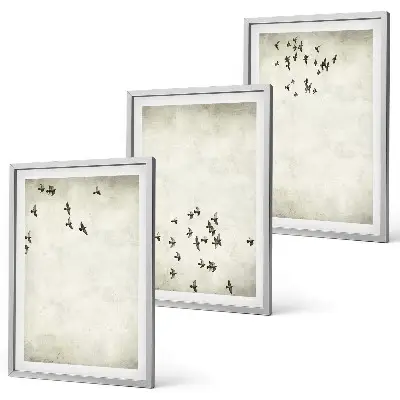 Composizione di quadri dipinto minimalista con uccello