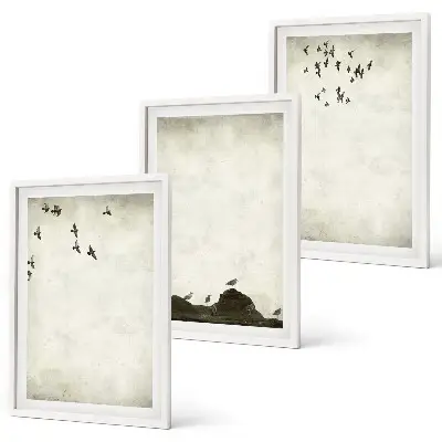 Set di quadri incorniciati motivo minimalista con uccelli in volo