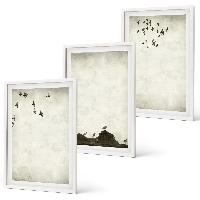Set di quadri incorniciati Uccelli volanti Minimalismo