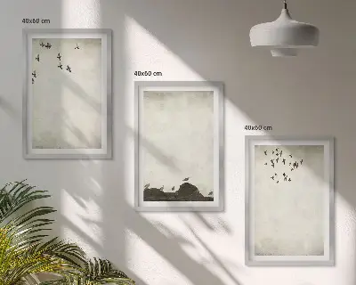 Set di quadri incorniciati motivo minimalista con uccelli in volo