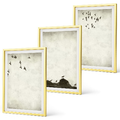 Set di quadri incorniciati Uccelli volanti Minimalismo