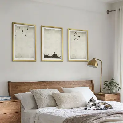 Set di quadri incorniciati motivo minimalista con uccelli in volo
