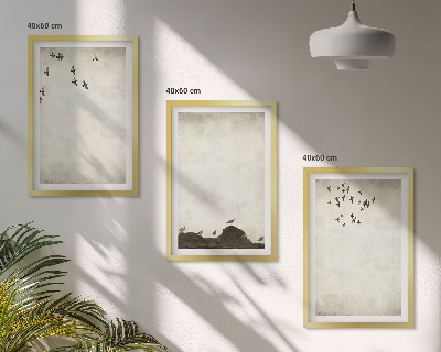 Set di quadri incorniciati Uccelli volanti Minimalismo