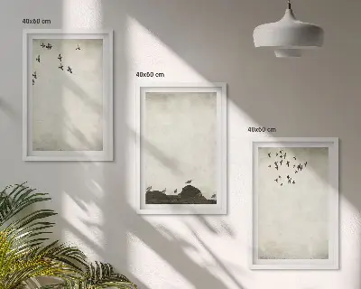 Set di quadri incorniciati motivo minimalista con uccelli in volo