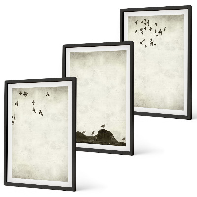 Set di quadri incorniciati Uccelli volanti Minimalismo