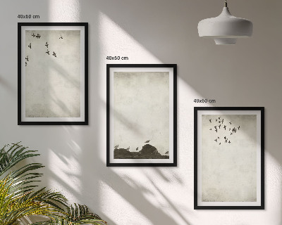 Set di quadri incorniciati Uccelli volanti Minimalismo