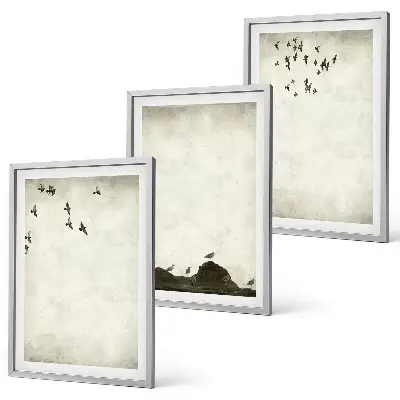 Set di quadri incorniciati motivo minimalista con uccelli in volo