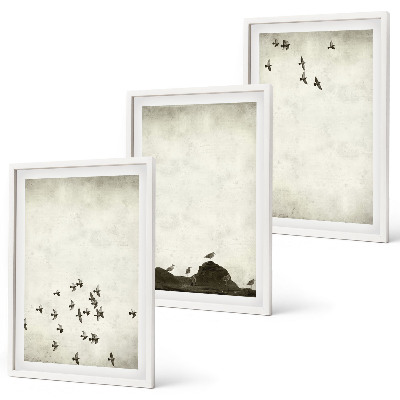 Set di 3 quadri Uccelli in volo in stile minimalista
