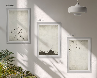 Set di 3 quadri Uccelli in volo in stile minimalista