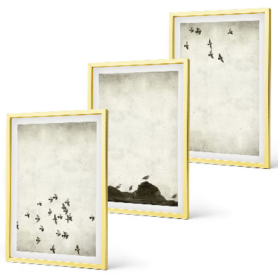 Set di 3 quadri Uccelli in volo in stile minimalista