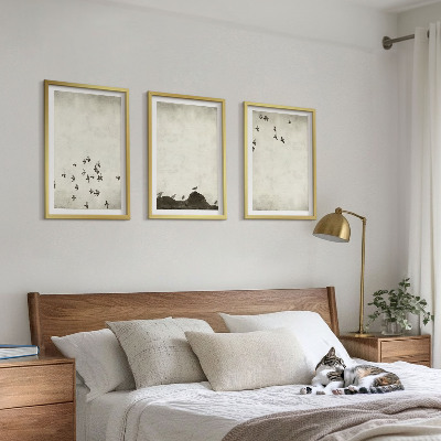 Set di 3 quadri Uccelli in volo in stile minimalista