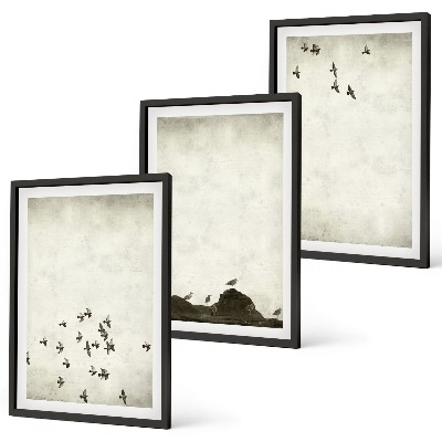 Set di 3 quadri Uccelli in volo in stile minimalista