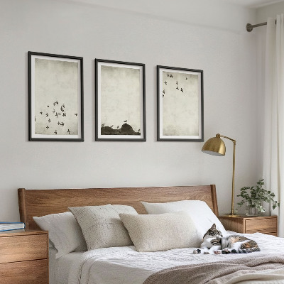 Set di 3 quadri Uccelli in volo in stile minimalista