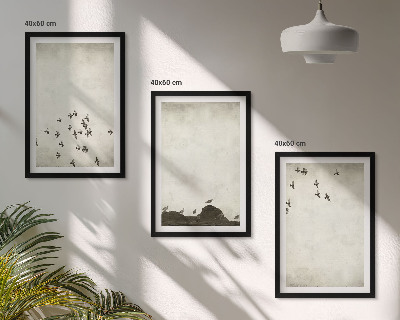 Set di 3 quadri Uccelli in volo in stile minimalista