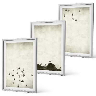 Set di 3 quadri Uccelli in volo in stile minimalista