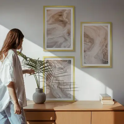 Composizione di quadri con texture astratte effetto marmo