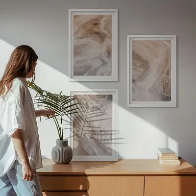Composizione di quadri con texture astratte effetto marmo