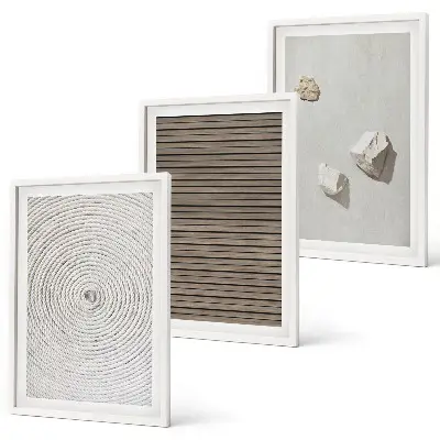 Set di 3 quadri con motivi di texture naturali in legno e pietra