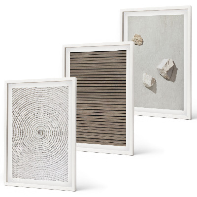 Set di 3 quadri Texture naturali legno pietra