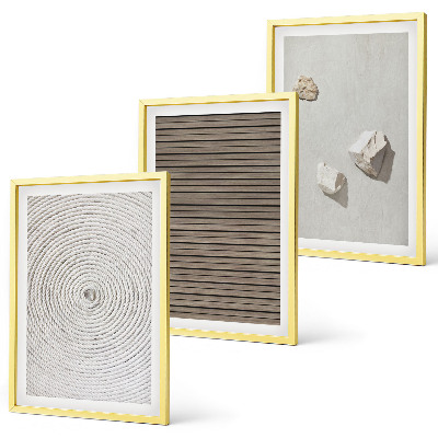 Set di 3 quadri Texture naturali legno pietra