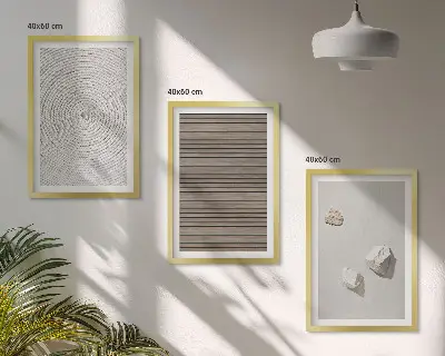 Set di 3 quadri con motivi di texture naturali in legno e pietra