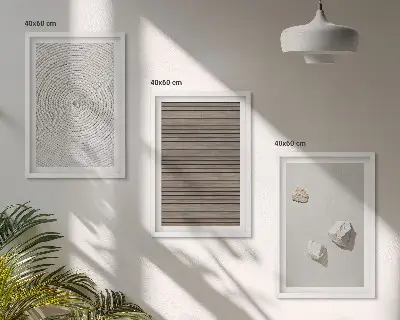 Set di 3 quadri con motivi di texture naturali in legno e pietra