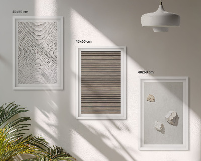 Set di 3 quadri Texture naturali legno pietra