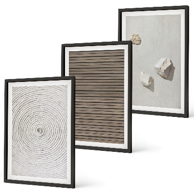 Set di 3 quadri Texture naturali legno pietra