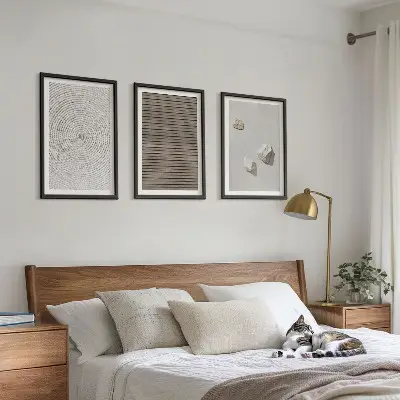 Set di 3 quadri con motivi di texture naturali in legno e pietra