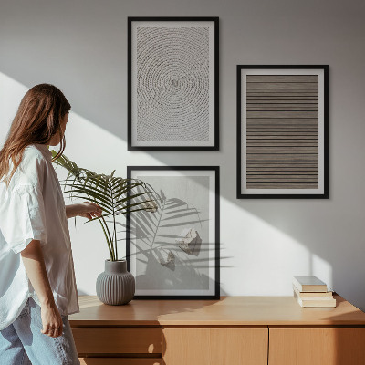 Set di 3 quadri Texture naturali legno pietra