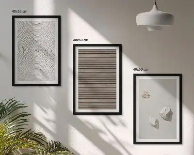 Set di 3 quadri con motivi di texture naturali in legno e pietra