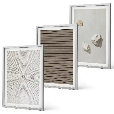 Set di 3 quadri con motivi di texture naturali in legno e pietra