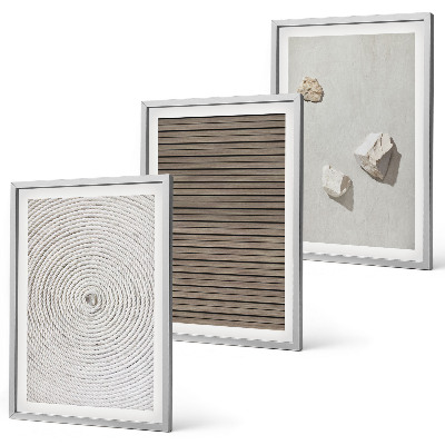 Set di 3 quadri Texture naturali legno pietra