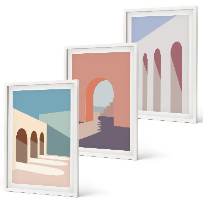 Set di quadri incorniciati Grafica architettonica pastello