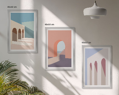Set di quadri incorniciati Grafica architettonica pastello