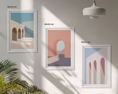 Set di quadri incorniciati Grafica architettonica pastello