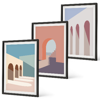 Set di quadri incorniciati Grafica architettonica pastello
