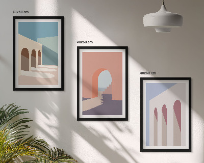 Set di quadri incorniciati Grafica architettonica pastello