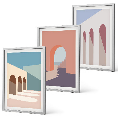 Set di quadri incorniciati Grafica architettonica pastello