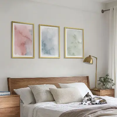 Composizione di quadri con strutture ad acquerello pastello