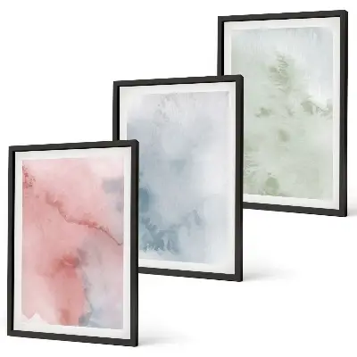 Composizione di quadri con strutture ad acquerello pastello